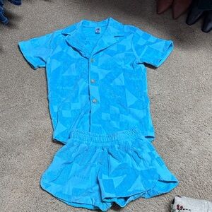 Zumba Fitness Tourquoise Geometric Athletic Shorts Set